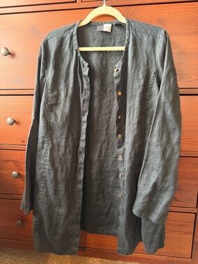 Saks Fifth Avenue 100% Linen Long Tunic Duster